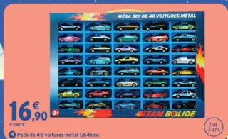 Pack de 40 voitures métal 1/64ème Team Bolide