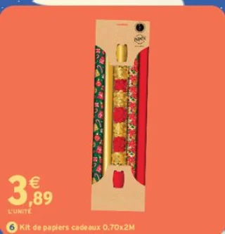 Kit de papiers cadeaux 0.70x2M Les Couleurs de l'Emballage