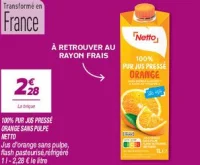 100% pur jus pressé orange sans pulpe