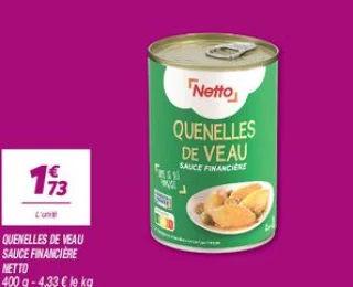 Quenelles de veau sauce financière