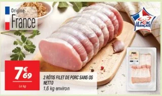 2 rôtis filet de porc sans os 