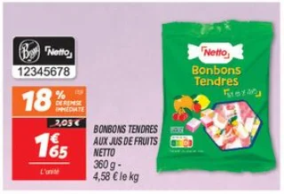 Bonbons tendres aux jus de fruits