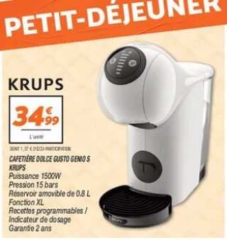 Cafetière dolce gusto genio s 