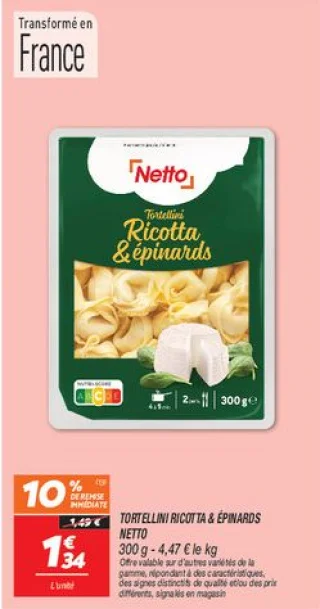Tortellini ricotta & épinards 