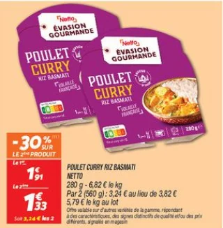 Poulet curry riz basmati