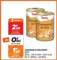Champignons de paris émincés
