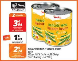 Duo haricots verts et haricots beurre 