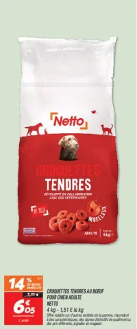 Croquettes tendres au boeuf pour chien adulte 