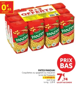 Pâtes Panzani Coquillettes, spaghetti ou macaroni