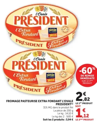Fromage pasteurisé L'Ovale Président