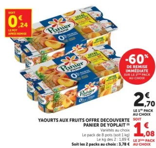 Yaourts aux fruits offre découverte Panier de Yoplait