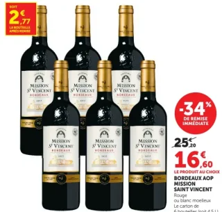 Bordeaux AOP Mission Saint Vincent Rouge ou blanc moelleux