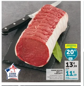 Viande bovine rôti à rôtir **