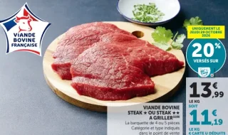 Viande bovine steak ou steak à griller **