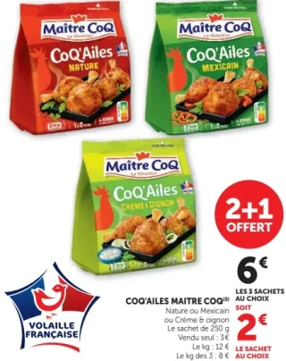 Coq'Ailes Maître Coq Nature, Mexicain ou Crème & Oignon