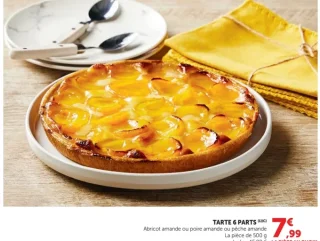 Tarte 6 parts Abricot amande ou poire amande ou pêche amande