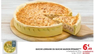 Quiche lorraine ou Quiche saumon épinard