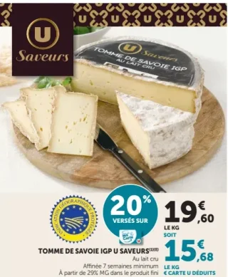 Tomme de Savoie IGP U Saveurs au lait cru