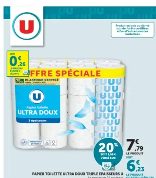 Papier toilette Ultra Doux triple épaisseur U