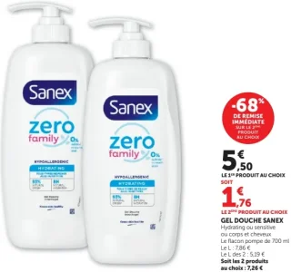 Gel douche Sanex Hydrating ou sensitive