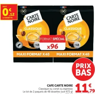 Café en dosettes Carte Noire Classique ou corsé ou espresso