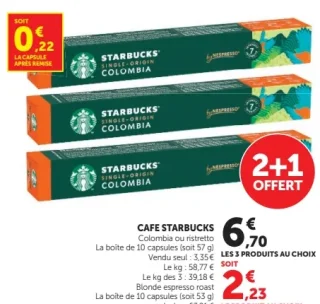 Café Starbucks Colombia ou ristretto