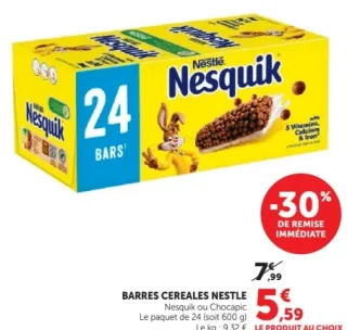 Barres céréales Nesquik ou Chocapic Nestlé