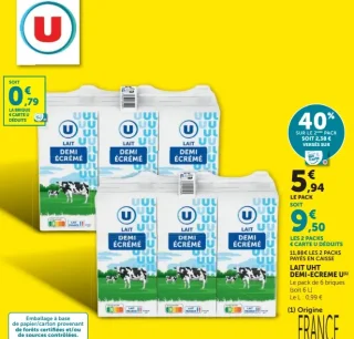 Lait UHT demi-écrémé U