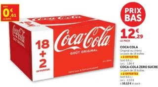 Soda Coca-Cola ou Coca-Cola Zero Sucres