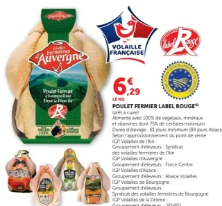 Poulet fermier Label Rouge Volailles d'Auvergne