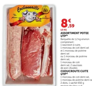 Assortiment potée ou Choucroute cuite Cochonnaille UTP
