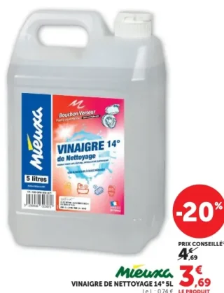 Vinaigre de nettoyage 14° 5L Mieuxa