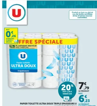 Papier toilette Ultra Doux triple épaisseurs U