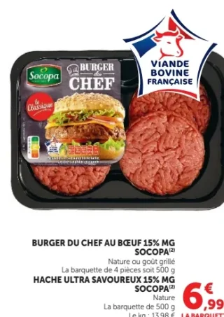 Burger du chef au bœuf 15% MG Socopa
