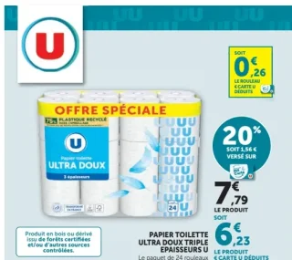 Papier toilette Ultra Doux Triple Epaisseurs U