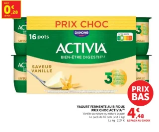 Yaourt fermenté au bifidus Prix Choc Activia