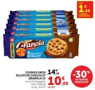 Cookies gros éclats de chocolat Granola LU