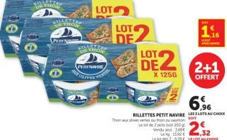 Rillettes Petit Navire Thon aux olives vertes ou thon ou saumon