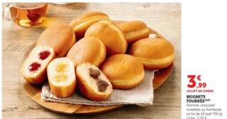 Beignets fourrés (Pomme, chocolat/noisettes ou framboise)