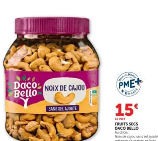 Noix de cajou sans sel ajouté Daco Bello