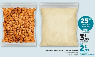 Amande poudre et décortiquée