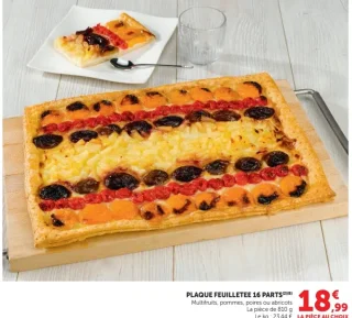Plaque feuilletée 16 parts multifruits, pommes, poires ou abricots