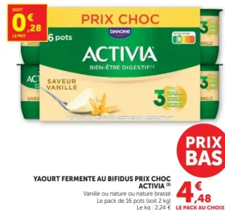 Yaourt fermenté au bifidus Activia Danone