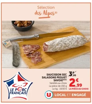 Saucisson sec Salaisons Peguet Savoie Sélection des Alpes