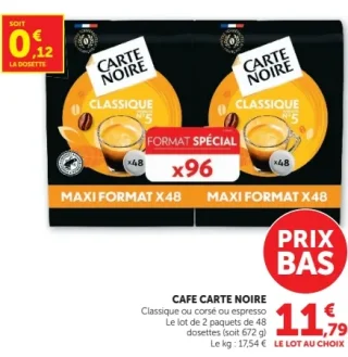 Dosettes de café Carte Noire Classique ou corsé