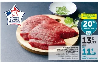 Viande Bovine Steak ★ ou Steak ★★ à Griller