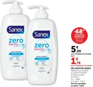 Gel douche Sanex Zero%