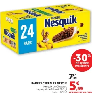 Barres de céréales Nesquik ou Chocapic Nestlé