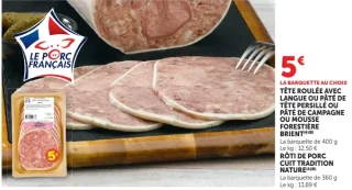Tête roulée, pâté de tête, pâté de campagne, mousse forestière ou rôti de porc cuit Brient
