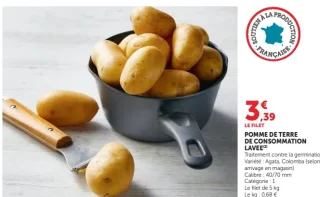 Pomme de terre de consommation lavée